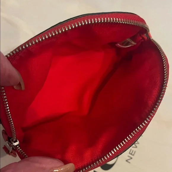 Coach Heart Pattern Cosmetic Bag - Cream and Red - Picture 5 of 5